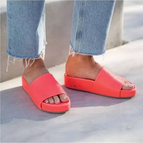 Beek Pelican Leather Platform Sandal Watermelon Size 9 - Picture 2 of 9